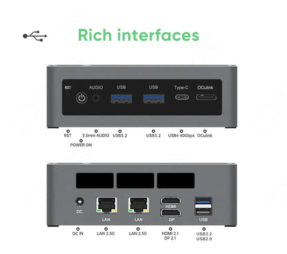 Topton Gaming Mini PC AMD Ryzen AI 9 H 465 HX 370 AI 7 PRO 350 ES USB4 2x2.5G LAN NVMe Windows 11 Office Desktop Computer WiFi6E