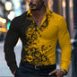 Men'S Stylish Red Floral Print Dress Shirt - Casual Long Sleeve Button-Up Design Spring Fashion Shirt Floral Print Shirt