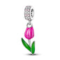 Original 925 Sterling Silver Charm Beads Clover Sunflower Tulip Carnation Pendant For Women Jewelry Fashion Gift