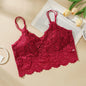 Lace Flower Suspender Top for Women Sexy Hollow Skin-friendly Solid Color Removable Pad Wireless Bra