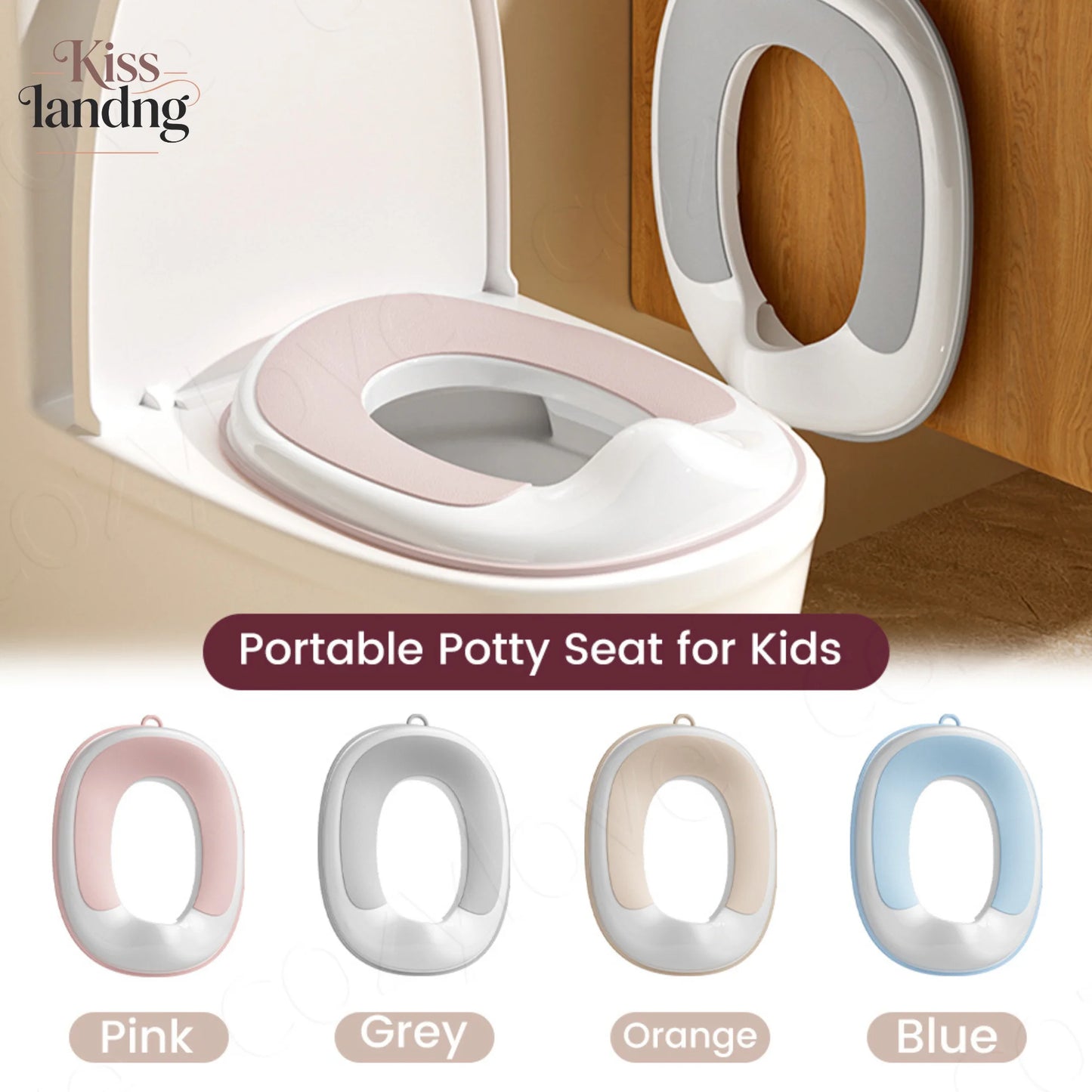 Non-Slip Portable Potty Seat for Toddlers | Foldable Travel Toilet Seat with Splash Guard for On-the-Go Potty Training