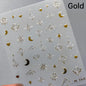 1pcs 5D Star Moon Nail Stickers Kawaii Pink Retro Bronzing Nail Art Sticker Decorations Decals DIY Adhesive Slider Accessories