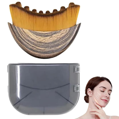 Lymphatic Contour Face Brush & Wooden Meridian Massage Comb Anti-static 6-Claw,Jawline Sculpting,Drainage Massager for Face&Head