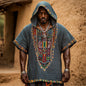 Ethnic Men's Summer Sleeveless linen Casual Pullover Hoodie Top 2025 Vintage Print V-neck Trendy Perspective Hoodie Sweatshirt