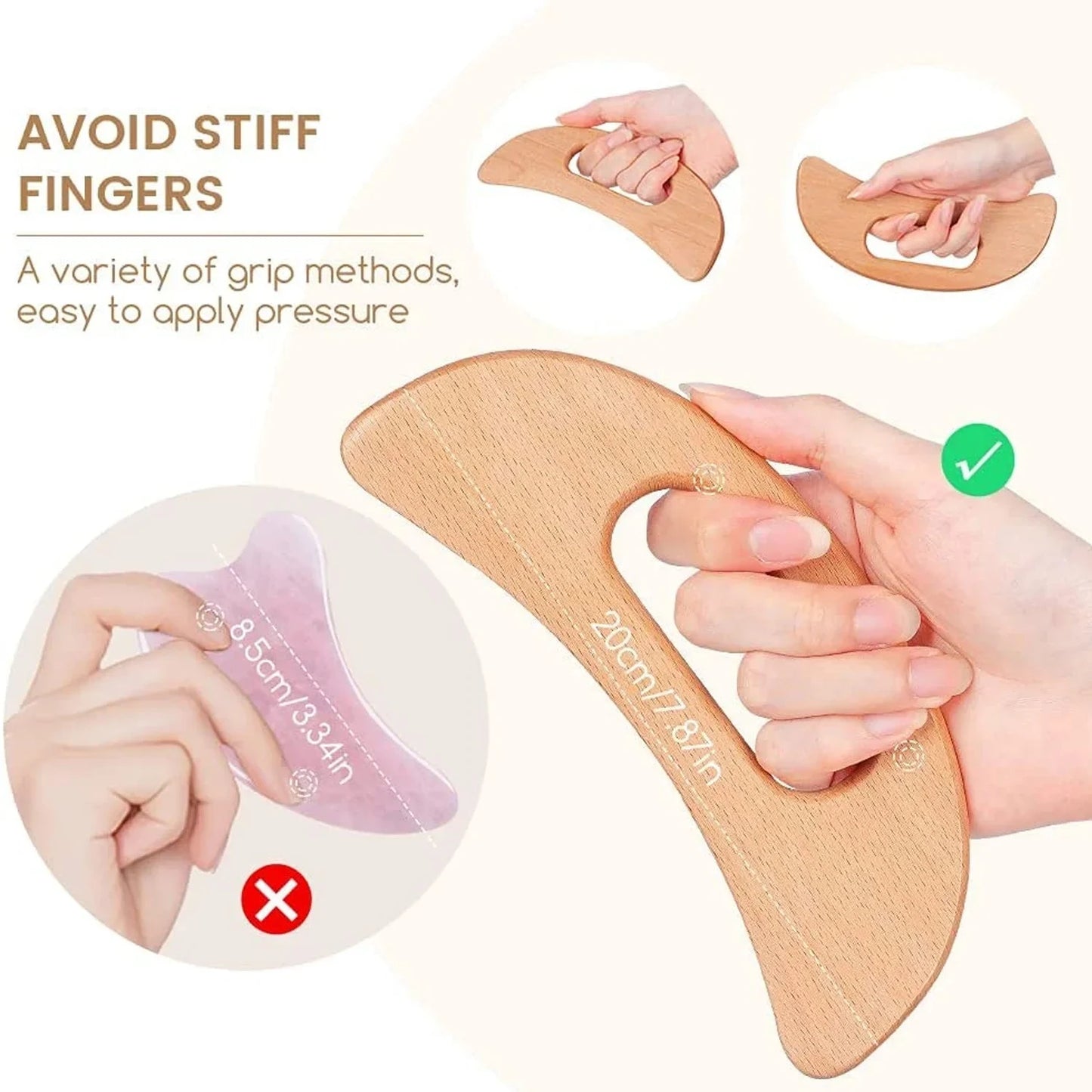 Natural Wooden Cellulite Massager Full Body Gua Sha Tool for Muscle Scraping And Back Massage - Wood Care