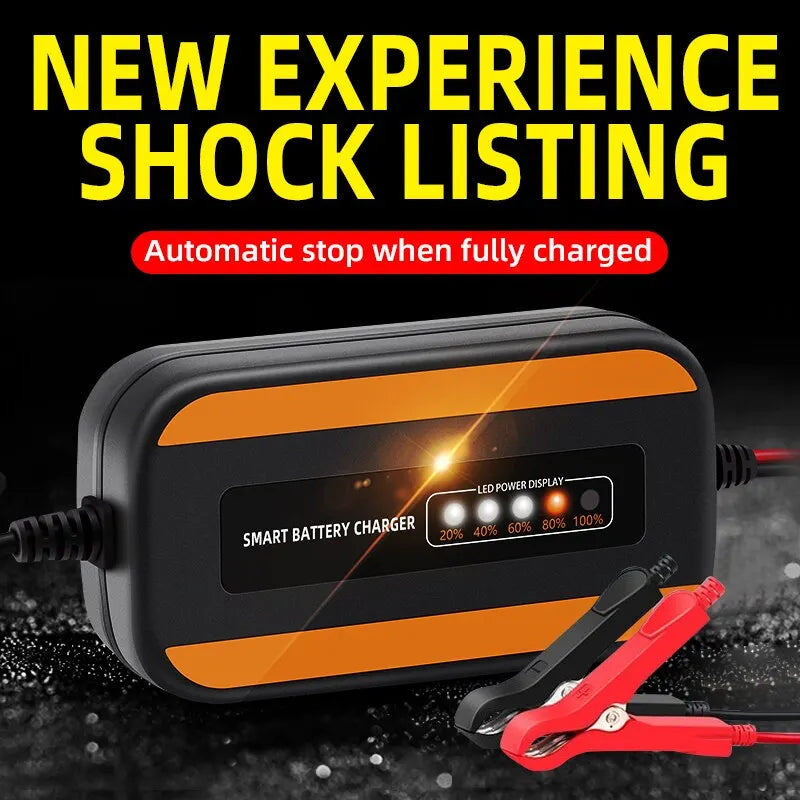 12V 6V Motorcycle Toy Car Battery Charger Mini Lead Acid Battery Charger 2A Full Automatic Charging Puls Repair for Auto Motorcy