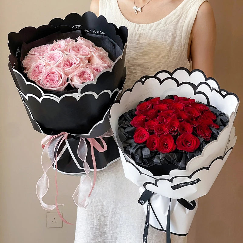 Valentine'S Day Aesthetics Wave Border Flower Wrapping Paper Art Dopamine Butterfly Bouquet Korean Wrapping Paper For Flowers