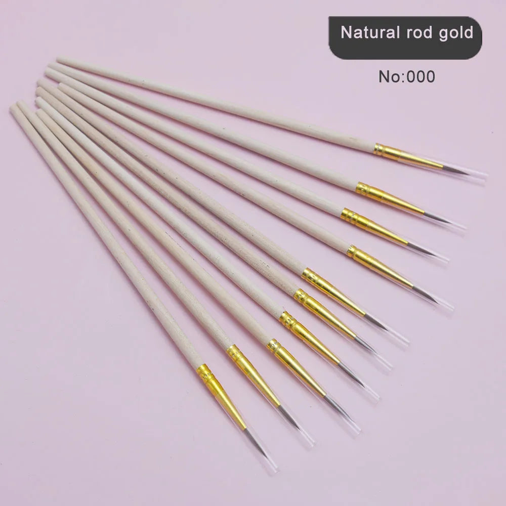 10Pcs/Set Fine Hand-painted Thin Hook Line Pen Short Wood Rod Drawing Art Pen Paint Brush Art Supplies Nylon Brush Special Offer