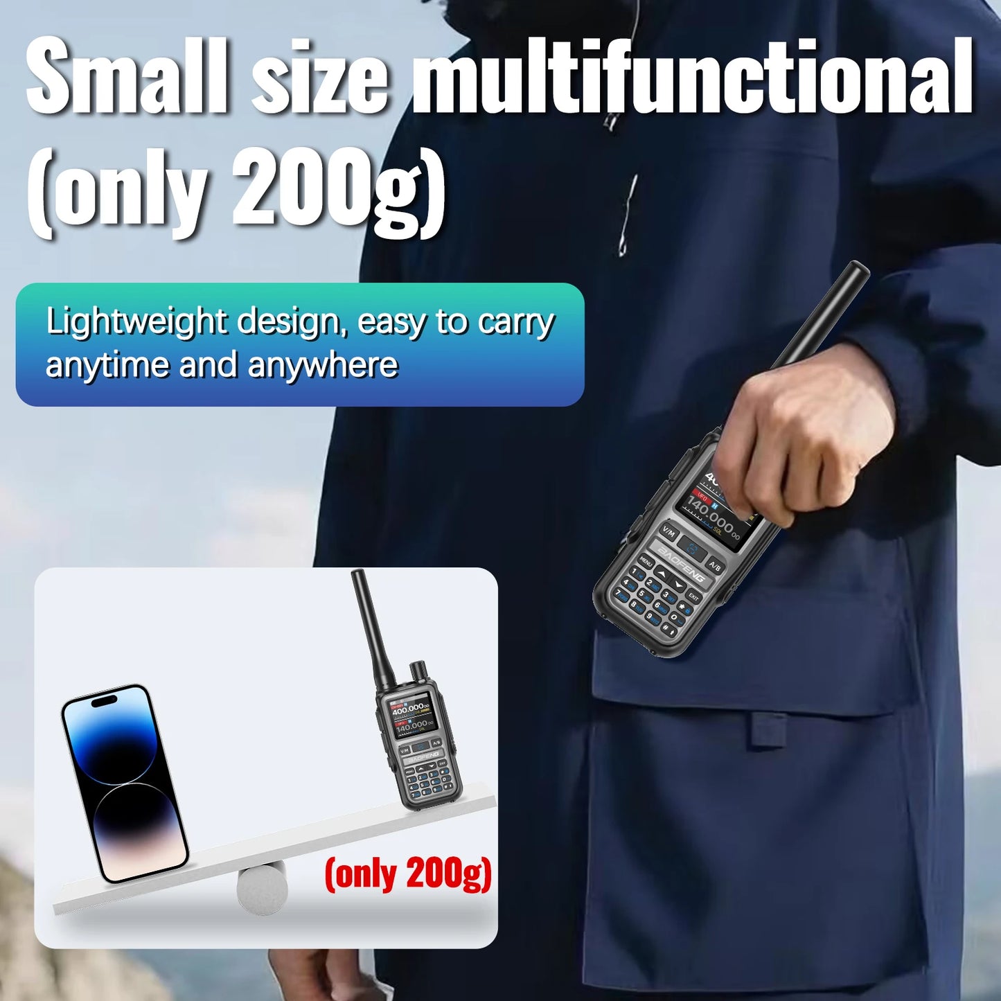 BAOFENG UV-5R Mini Walkie Talkie Full Band Bluetooth Programming Wireless Copy Frequency 2 PTT AM FM Type-C Long Range Ham Radio