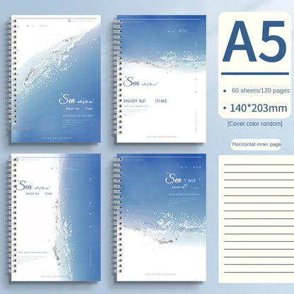 Coil Notebook Sea Style Sea Salt Series B5 Large Notebook/A5 Coil Notebook Landscape Coil Notebook for Students daily planner