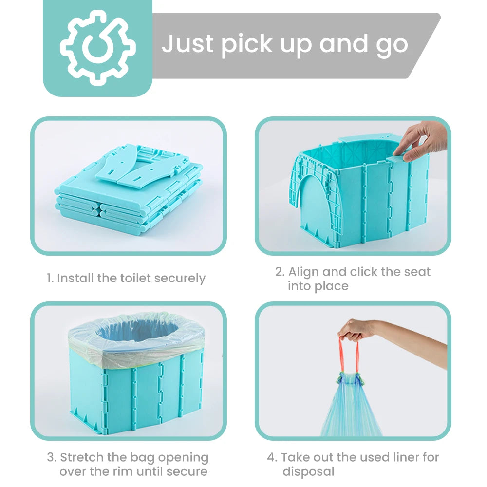Portable Foldable Travel Toilet for Kids Reusable Washable Potty Seat for Camping Hiking Long-Distance Travel