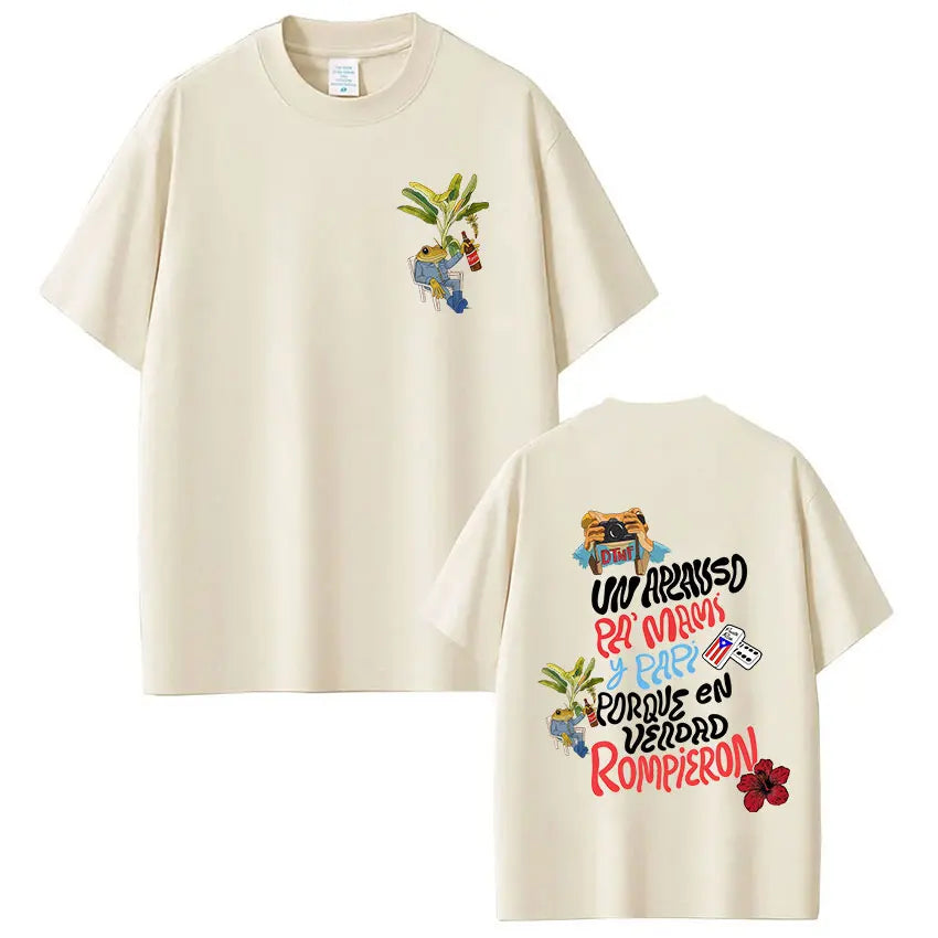 Rapper Bad Bunny T-shirt Debi Tirar Mas Fotos DTMF World Tour T Shirts Men's Women Fashion Vintage Hip Hop T-shirts Streetwear