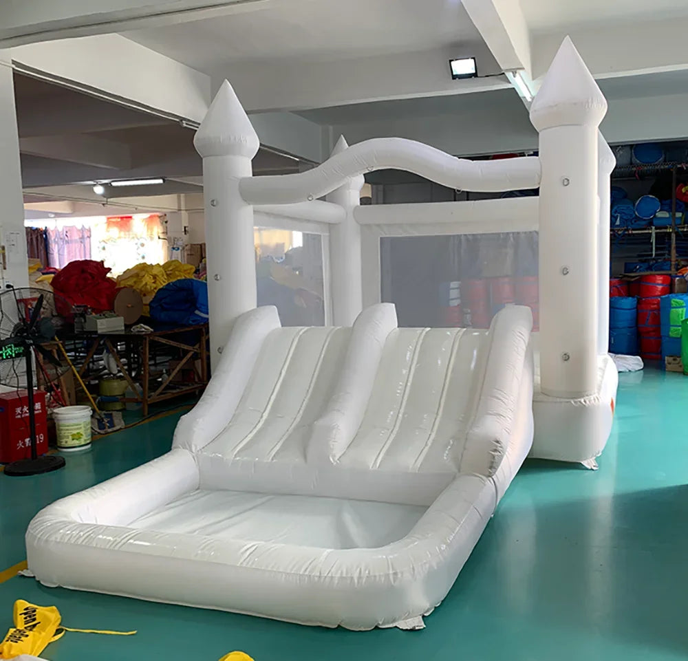 Inflatable Bounce House 5.6*3.3*3M White Jumping Castle For Kids Bouncy Castle Withe For Kids Outdoor Toys With Blower Slide