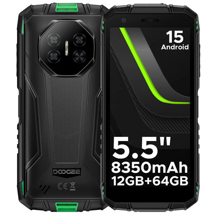 DOOGEE Fire 3 Rugged Phone 5.5" HD+ Display 12GB+64GB 8350mAh Battery 13MP Camera Widevine L1 NFC IP68 Android 15 Cell Phone