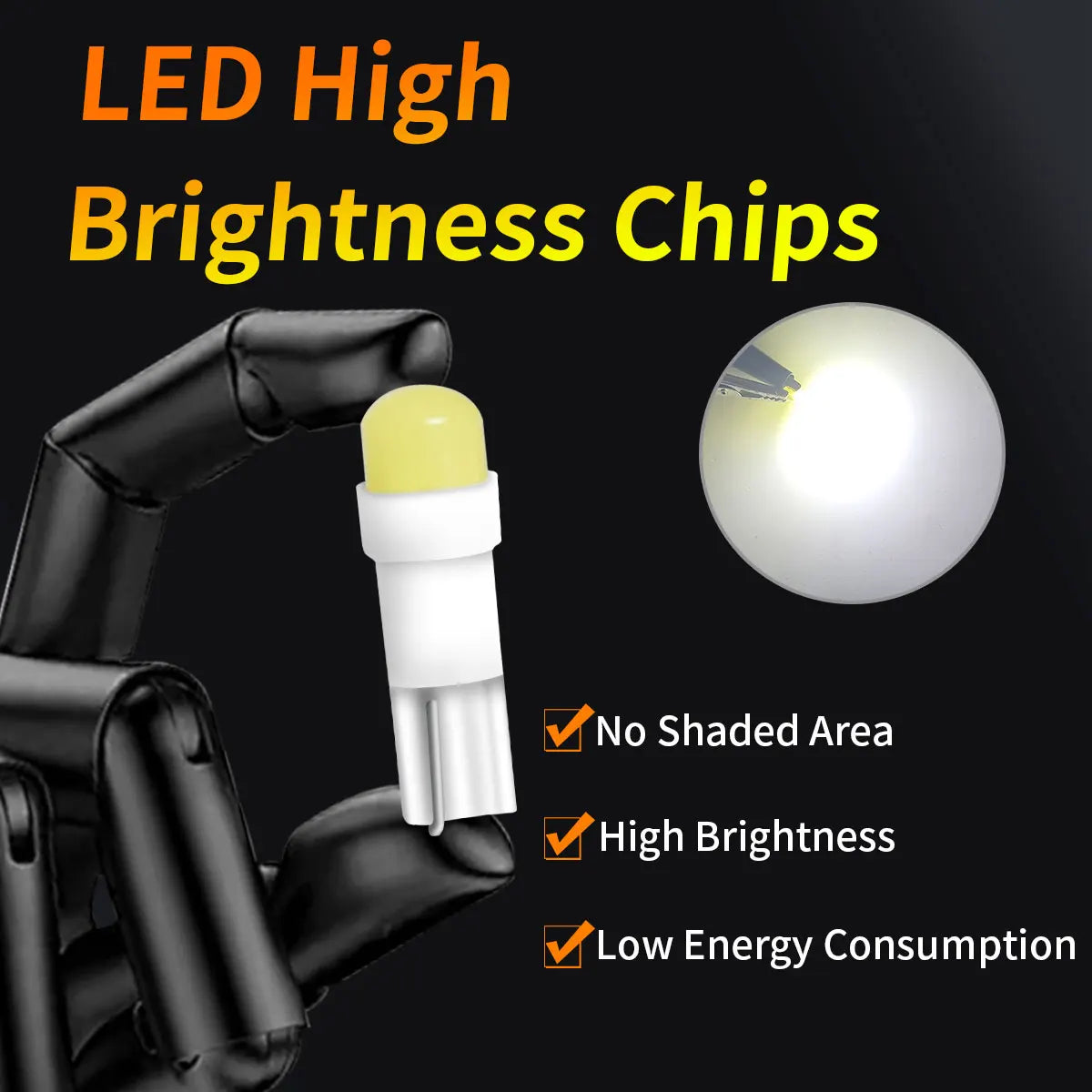 10PCS T5 LED Lights W1.2W W3W LED Car Interior Light Auto Side For Car Turn Signal Dome Door Reading Backup Clearance Lights