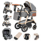 Baby Stroller 3 in 1 Easy Folding Multifunctional Stroller Travel Portable Baby Carriage Safety Seat EU Standard Aluminum Frame