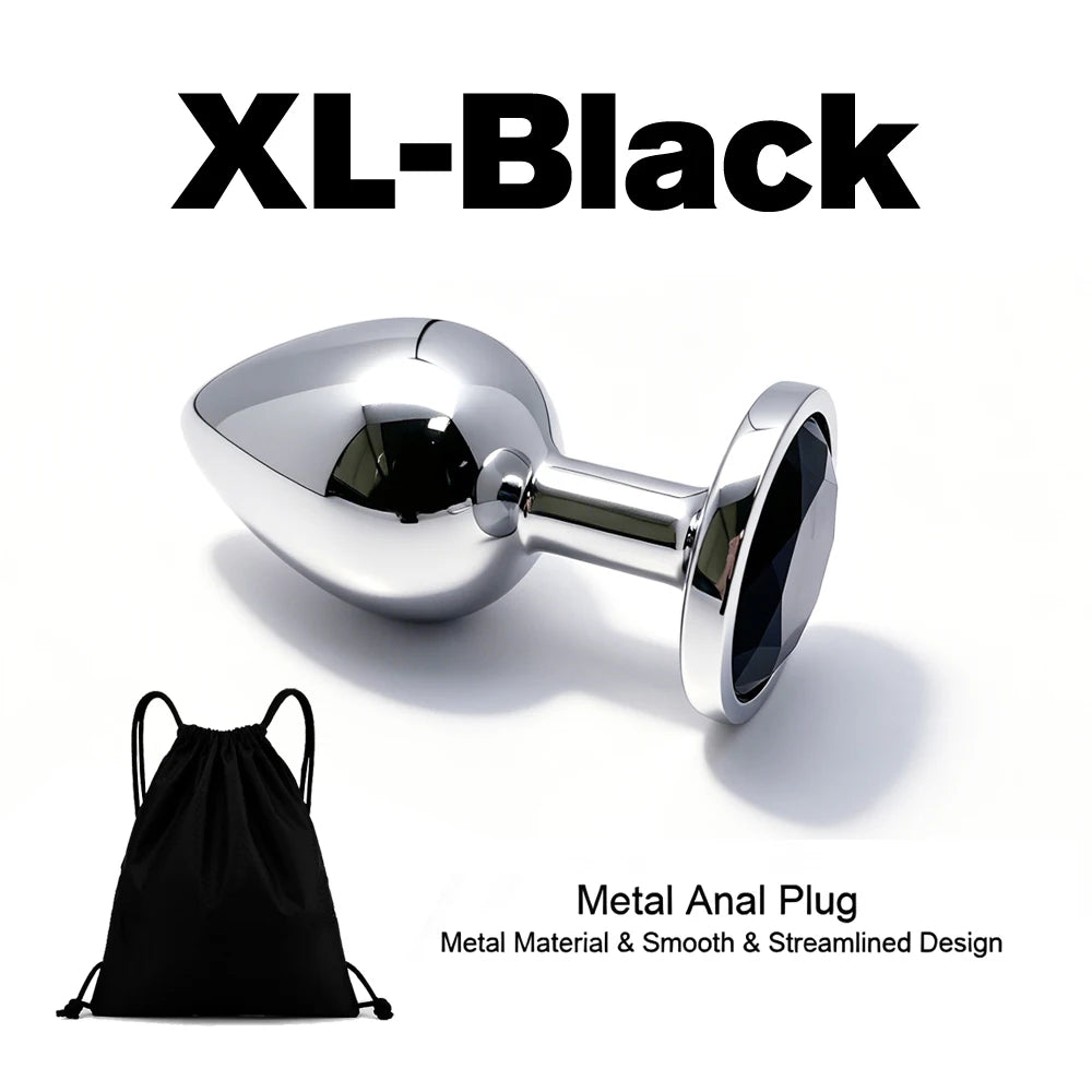 5 Size Black Butt Plug Metal Anal Plug Jewelry Base Beginner to Expert G-Point Massage Dildos Adult Women Toys Adult Men Toys
