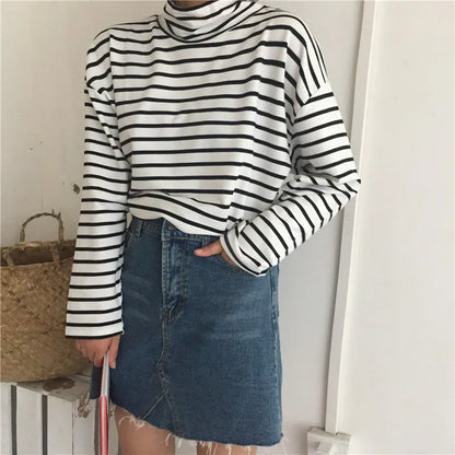 Autumn Long Sleeve Turtleneck Tops Slim Knitted Bottoming T Shirt Korean Fashion Sweater Harajuku Pullover Women Clothing Jumper