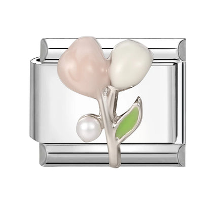 Zircon Pearl Heart Bow Candy Flower Butterfly Italian Charm Links Fit 9mm Stainless Steel Bracelet Personalized DIY Making Gifts