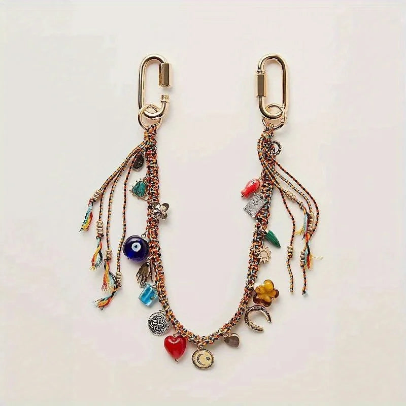 1Pc Ethnic Woven Pendant Multi-Layer Tassel Necklace Retro Fashion Accessories Women's Bohemian Style Jewelry