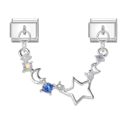 Tassel Chain Butterfly Flowers Star Moon Heart Zircon Italian Charm Links Fit 9mm Bracelet Stainless Steel DIY Jewelry Making
