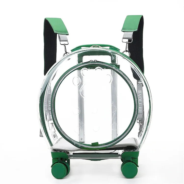 pet trolley case portable dog going out transparent trolley bag large capacity two cats