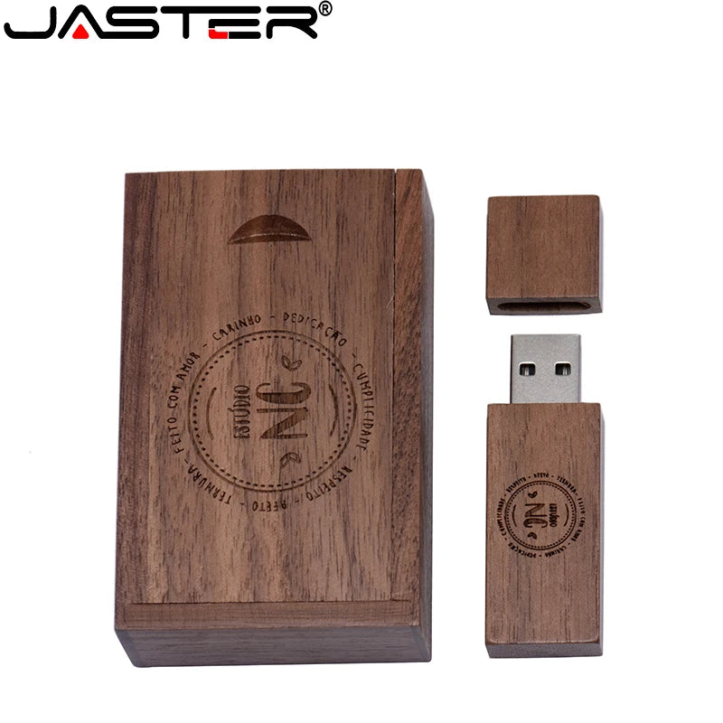 JASTER Free Custom Logo Photography Wedding Gift USB Flash Drive 128GB Wooden 64GB Box Pen Drive Maple Memory Stick 32GB 4G 16GB