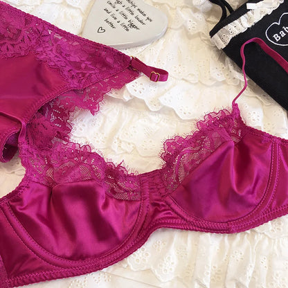 Sexy Underwear Set for Women Ultra-thin Bra Set French Lace Breathable Bralette Female Silk Comfort Bras and Thong Lingerie