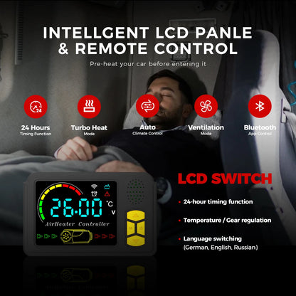 8KW Low Noise Diesel Air Heater 12V/24V/230V Auto Thermostat Diesel Parking Heater W/Bluetooth APP/LCD/Bracket For Motorhome Car