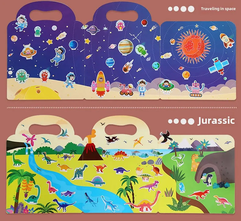 Reusable Bubble Sticker Book for Kids - Multi-Themed Educational Learning Activities, Washable & Safe Toddler Stickers