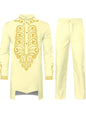 Muslim Robe Trousers The Traditional Dress of Arab Men 3D Pattern Printing Black White Yellow Navy Blue Long-Sleeved
