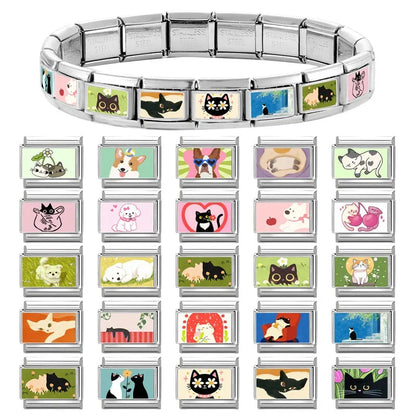 Y2K Cute Funny Sofa Cats Dogs Italian Charm Fit 9mm Stainless Steel Women DIY Bracelet Drop Shipping Fashion Jewelry Wholesale