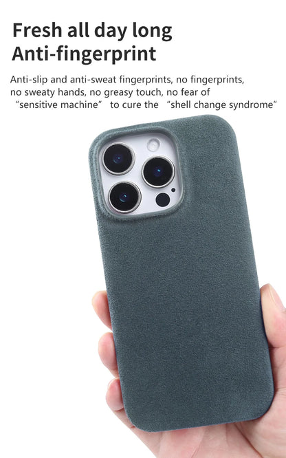 Full Coverage Magnetic Case For IPhone16 Pro 17 15 14 13 12 for ALCANTARA Magsafe Artificial Leather Supercar Suede Phone Cover