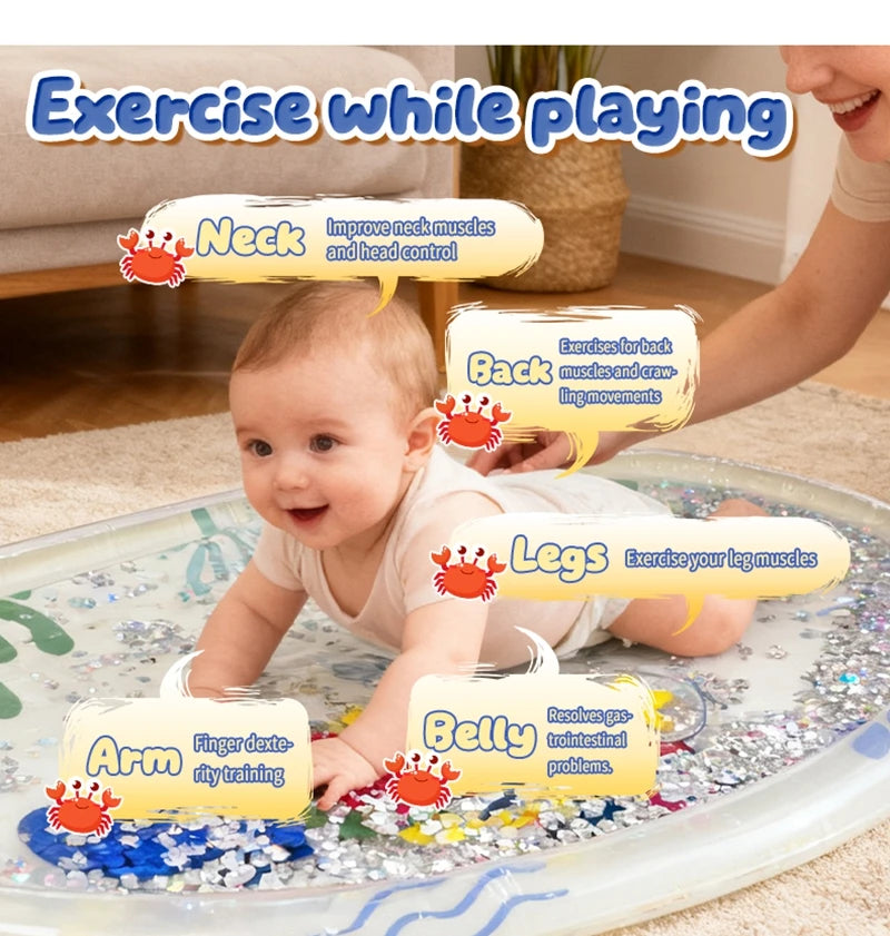 Inflatable Pvc Baby Water Mat for Infants Toddlers Early Education Press to Make Sound Tummy Time Play Mat