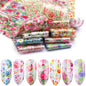 16Pc Holographic Nail Foil Set Starry Transfer 20*4cm Sticker Laser Flowers Leopard Mix Design Decal DIY Nail Art Decoration