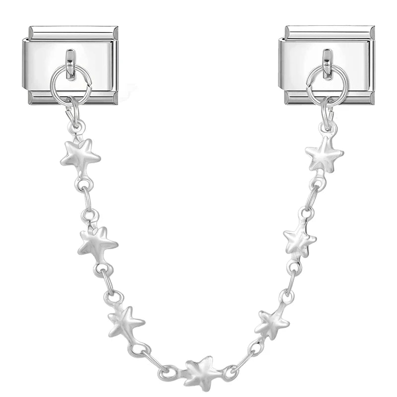 Laser Engraving Piano Heart Star Wings NO.7 Lips Italian Charm Links Fit 9mm Bracelet Stainless Steel Men Women DIY Making Gifts