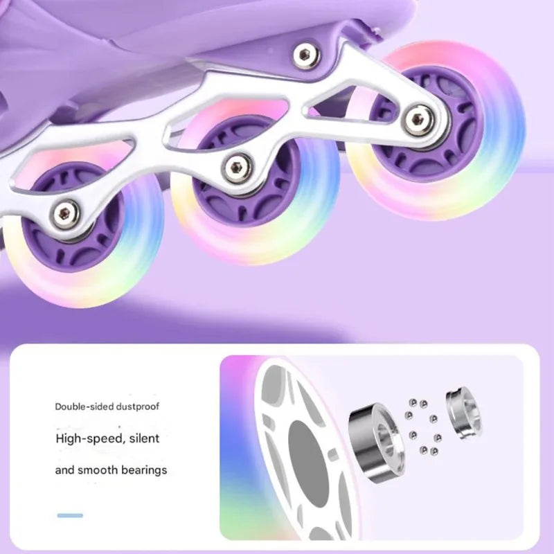 Kids Inline Roller Skate Shoes For Women Men Adult Flashing Quad Sneakers For Boys Girls Outdoor Skating Skates Gifts Full Set