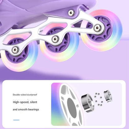 Kids Inline Roller Skate Shoes For Women Men Adult Flashing Quad Sneakers For Boys Girls Outdoor Skating Skates Gifts Full Set