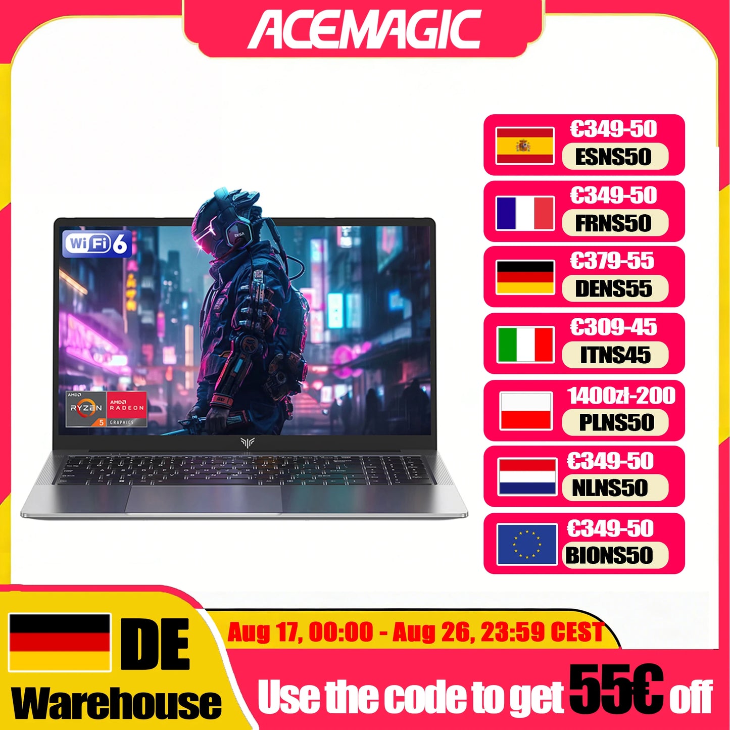 ACEMAGIC LX15PRO Laptop 15.6inch FHD Laptop AMD Ryzen 5 7430U 16GB RAM 512GB SSD Windows 11 Pro Notebook 180° Flip Computer Wifi6 BT5.2