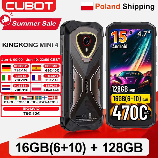 [Ship From Poland] Cubot KingKong Mini 4 Mini Rugged Smartphone 4.7-Inch 90Hz Display 4700mAh 6GB+128GB NFC 48MP Android 15