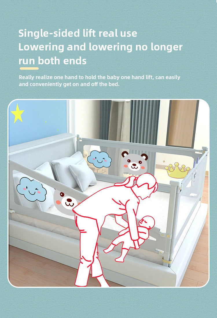 IMBABY Bed Guardrail Liftable Crib Protectors Adjustable Handrail Bed Safety Children Washable Baby Safety Bed Barrier Bumper