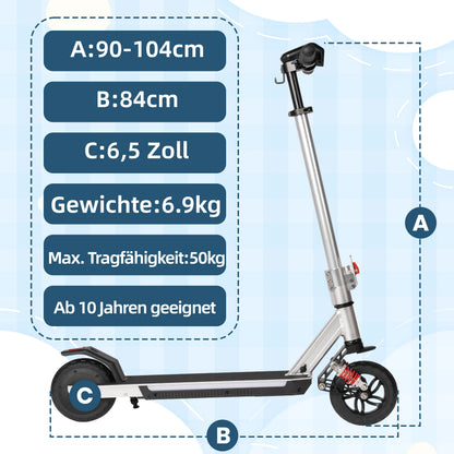 Sinaopus 6.5'' Electric Scooter for Kids 150W Motor, 126Wh Battery, 3-Height Adjustable Handlebar, Front Suspension, Foldable E-Scooter