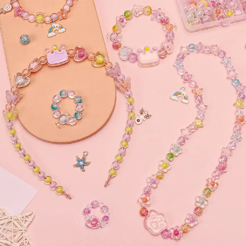 24 Grid DIY Handmade Beaded Kit Acrylic Creative Beads Bracelet Making Kit Cute Kawaii DIY Jewelry Making Kit Educational Craft