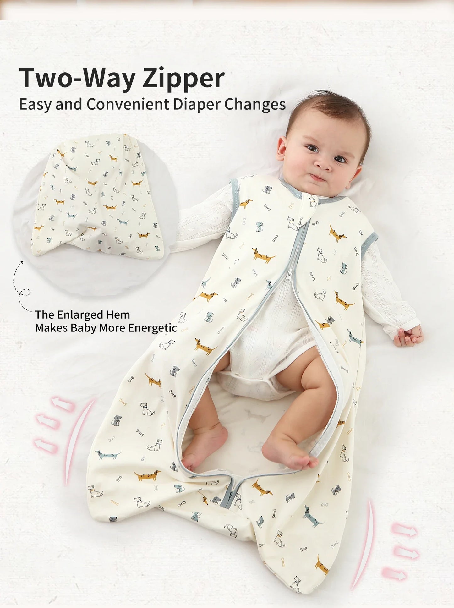 Baby Sleeping Bag Newborn Baby Anti-shock Sleeping Bag Pajamas Baby Pajamas Light Zipper Crawling Suit Anti-kick Cartoon Animal