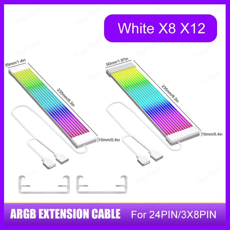 5V 3Pin ARGB Sync PC Cable 8/24PIN Motherboard Power Extension Cable Flexible LED Strip Light DIY Kit Video Card 8Pin 6PIN Cable