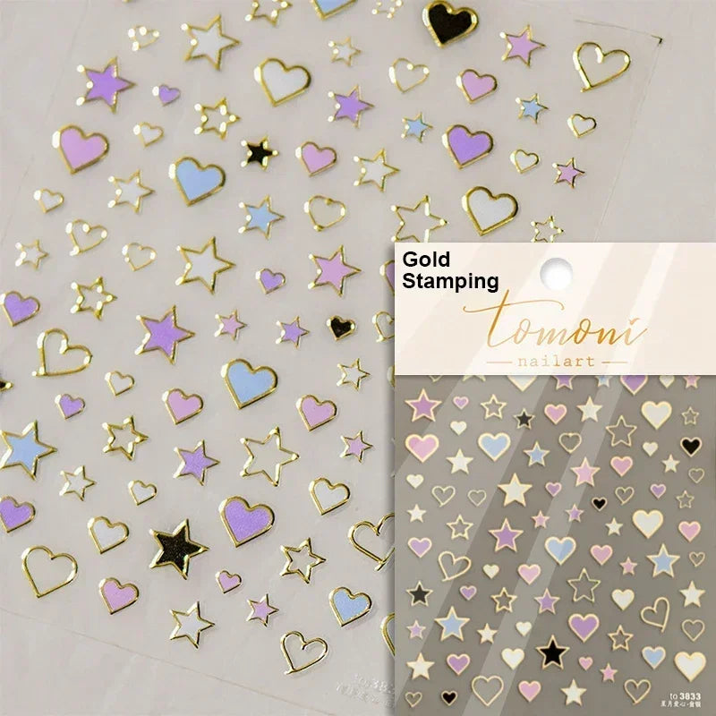 1 piece  5D silver nail stickers metal mini star nail art stickers high quality exquisite decals self-adhesive nail art stickers