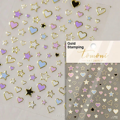 1 piece  5D silver nail stickers metal mini star nail art stickers high quality exquisite decals self-adhesive nail art stickers