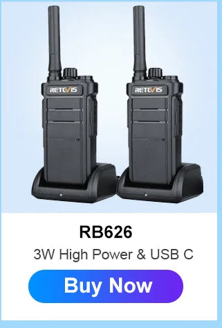 Retevis RT622 Mini Walkie Talkie 2pcs PMR446 Portable Two-way Radio PTT Walkie Talkies Communication Radio for Restaurant Hotel
