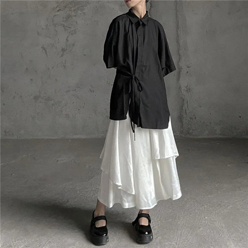 Women Skirts Gothic Irregular Skirts Pants Women High Waist White Black Long Skirts Female Pleated Skirts Culottes Women Clothes