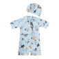 Baby Toddler One-piece Swimsuit With Hat Cartoon Print Kids Short Sleeve Zipper Swimwear Sun Protection For 0-7Y Boys Girls